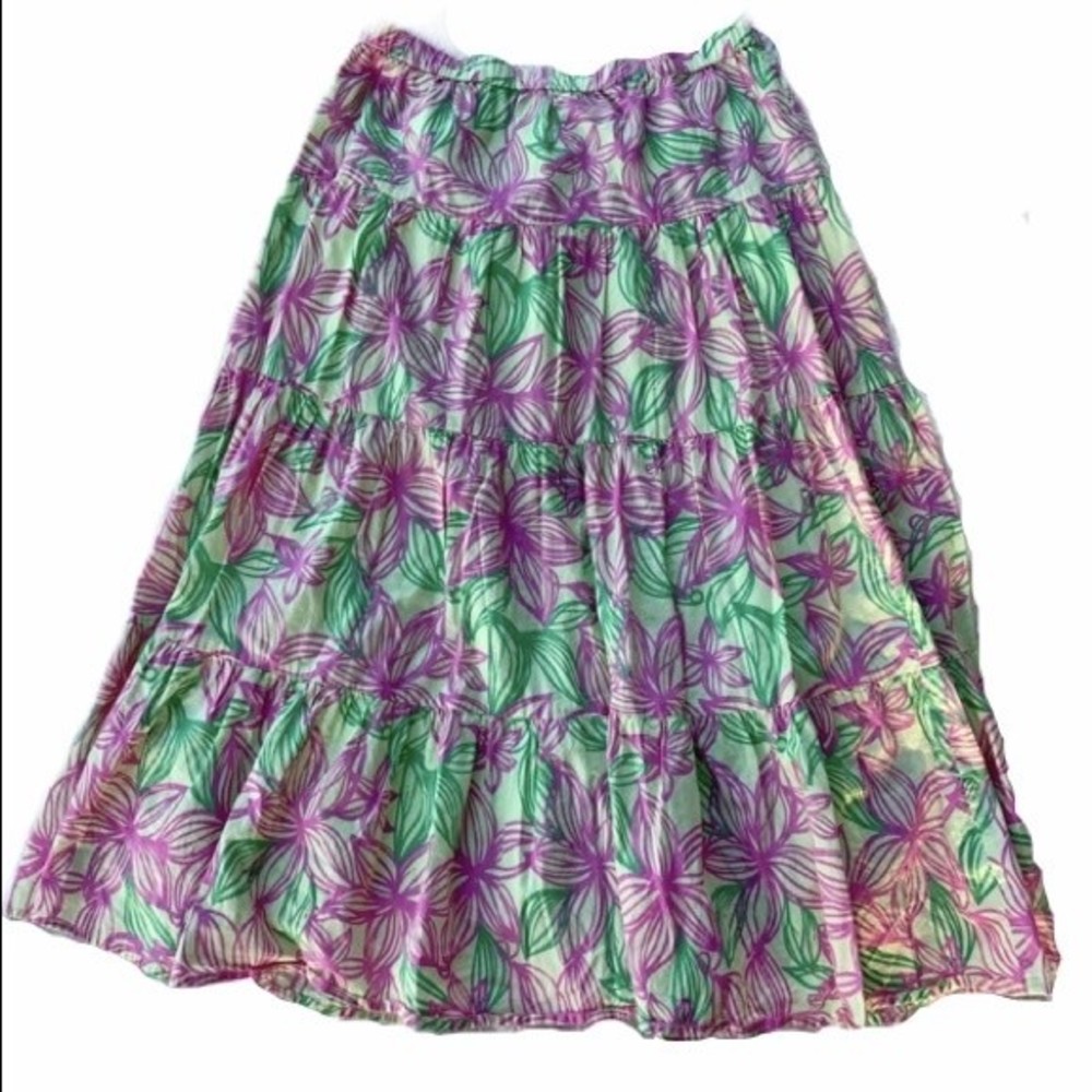 Vintage Lilly Pulitzer Floral Maxi Skirt, Small